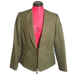 Tahari ASL Blazer Women’s Size 8 Forrest Green Long Sleeve Open Front Pockets